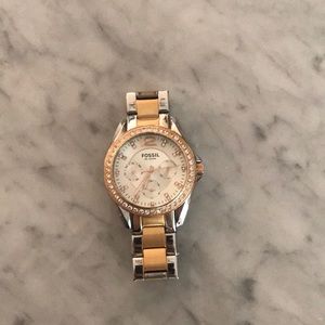 Rose gold and silver watch